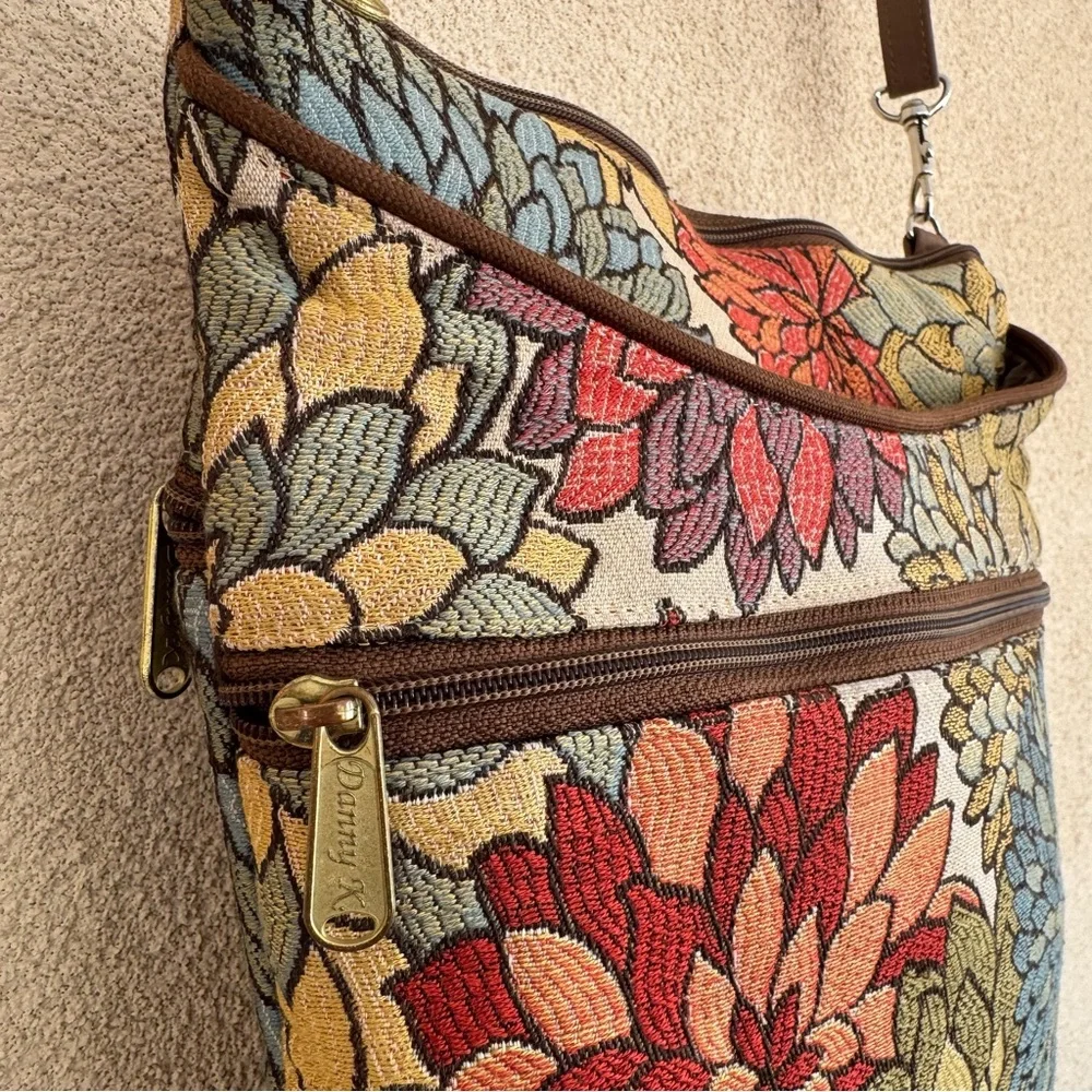 VTG Danny K Beverly Hills Tapestry Fall Floral Crossbody Bag | Made in USA 🇺🇸